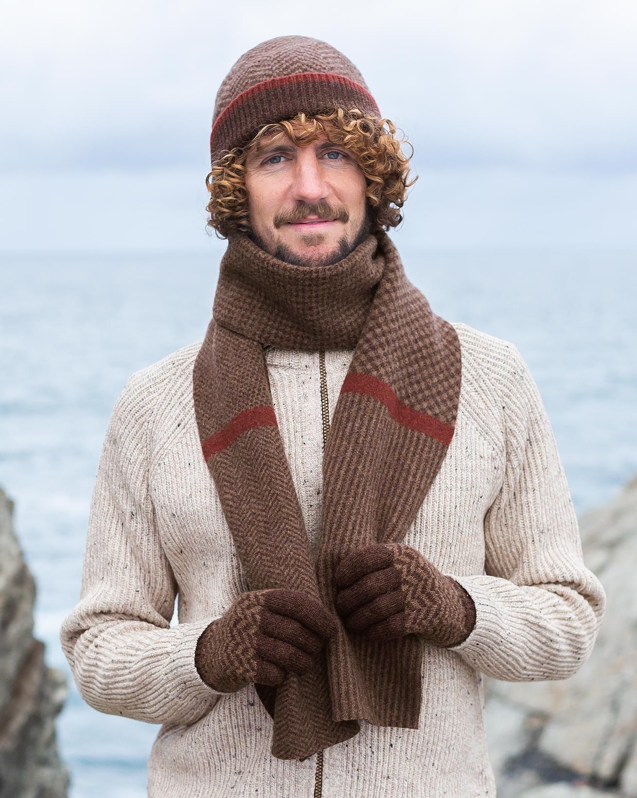 Knitted Gloves for Men 100% Merino Wool Hand Gloves Soft Winter