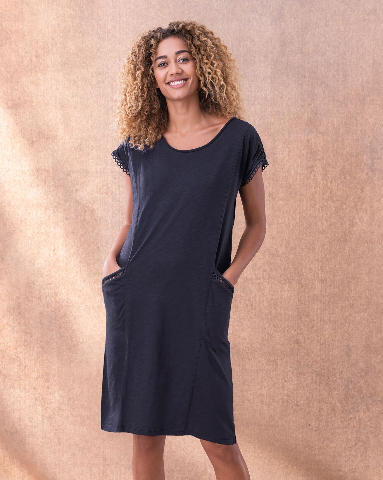 Organic Cotton Loop Trim Jersey Dress