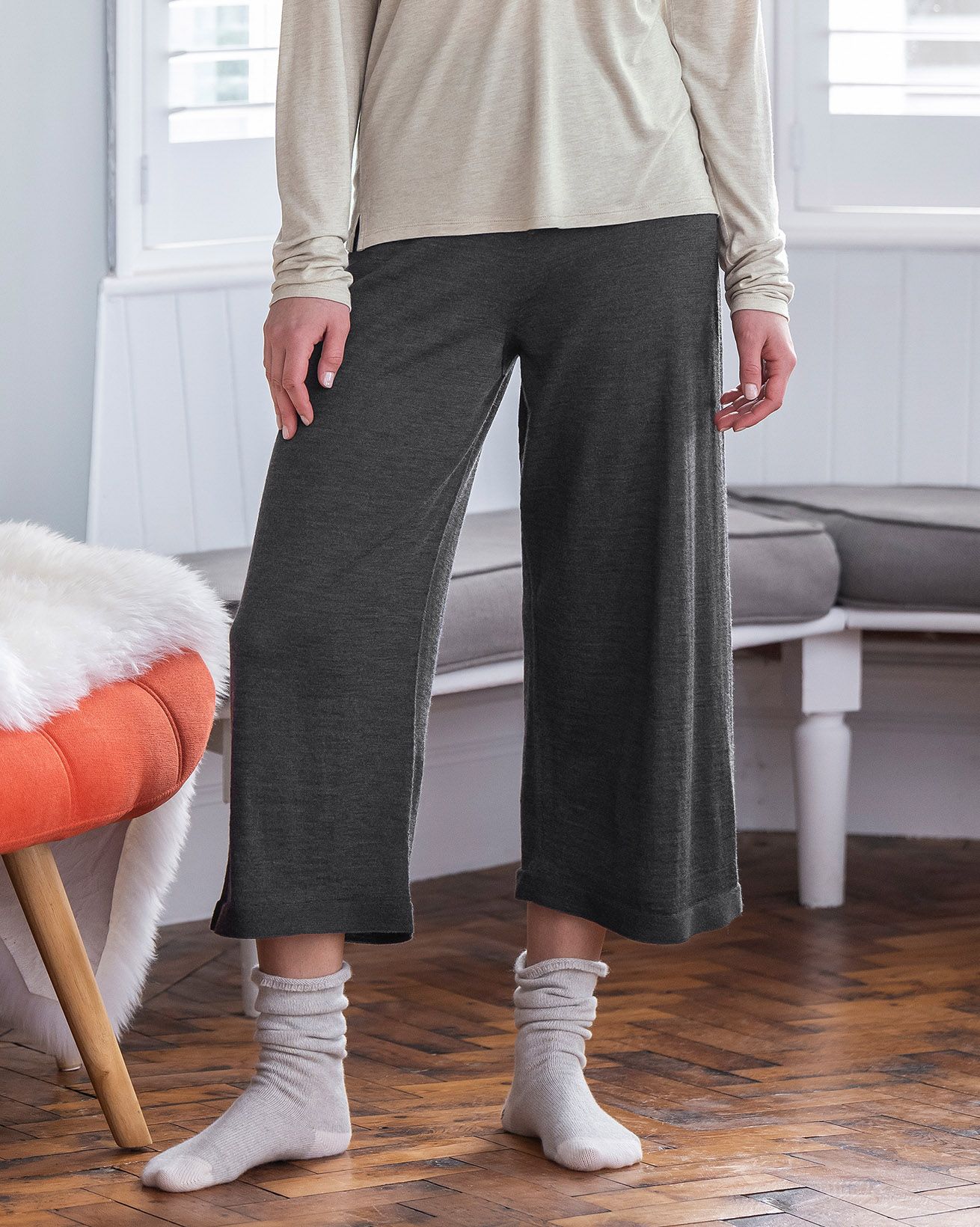 Comfy Usa Black Linen Crop Pants Size Small 