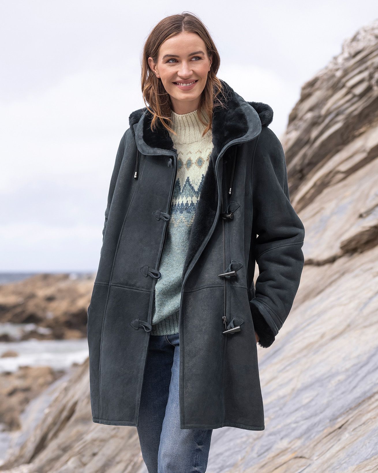 Women Black Asymmetrical Wool Jackets & Coats, Modern Warm Winter