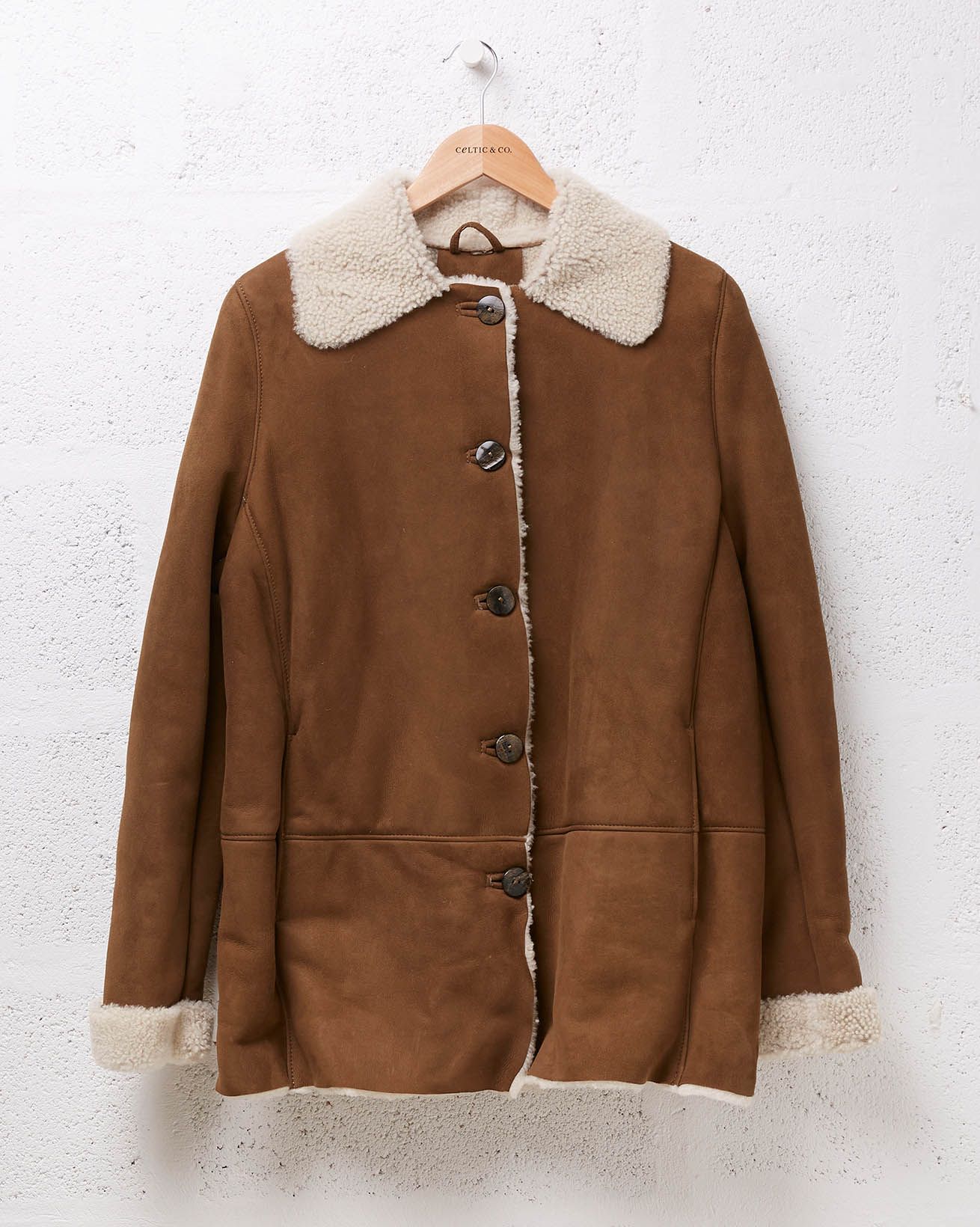 Sheepskin Car Coat Walnut S