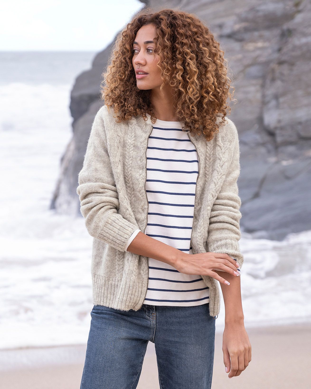 Loose fit jersey-knit jumper with wool, Women's jumpers and cardigans