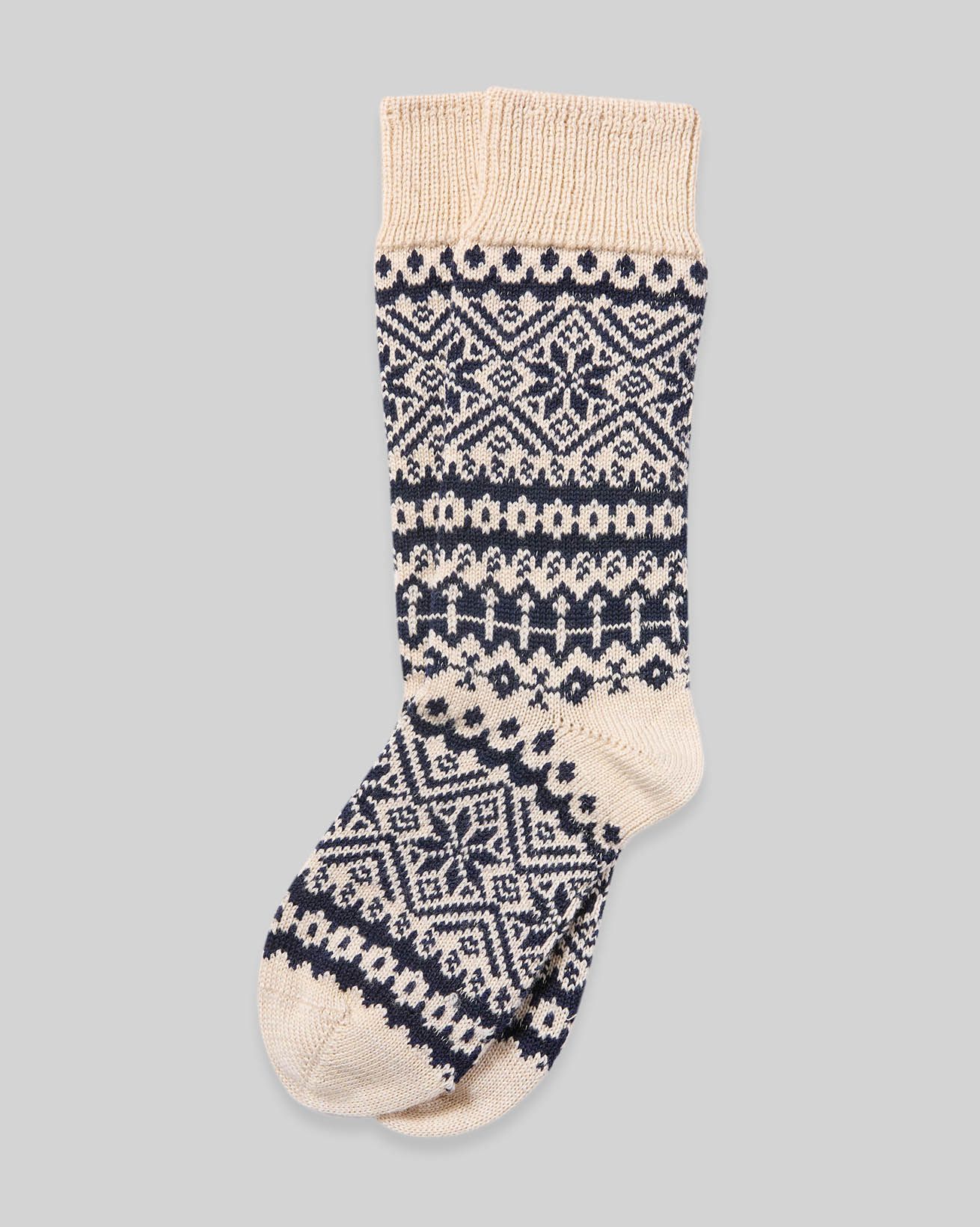 Ladies Fair Isle Merino Cotton Socks