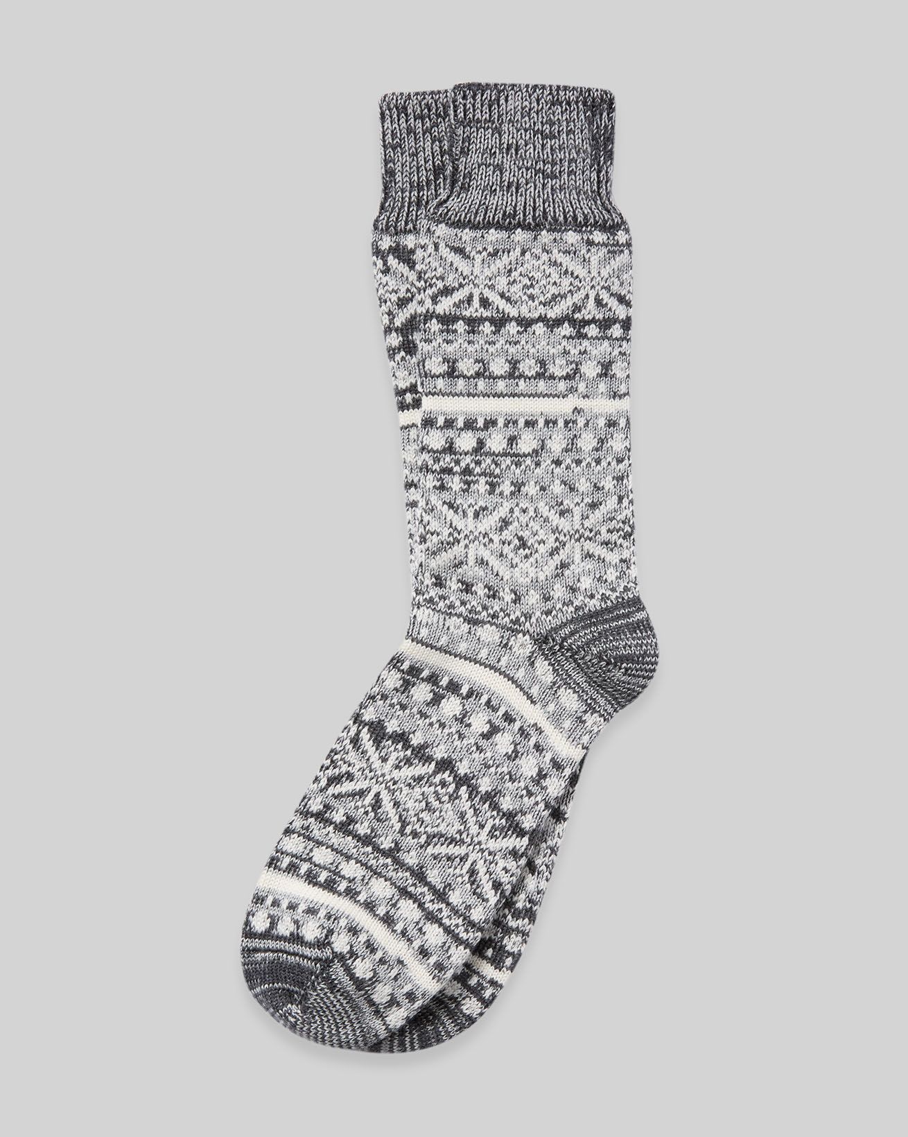 Chaussettes a motifs Fair Isle en laine merinos et coton homme