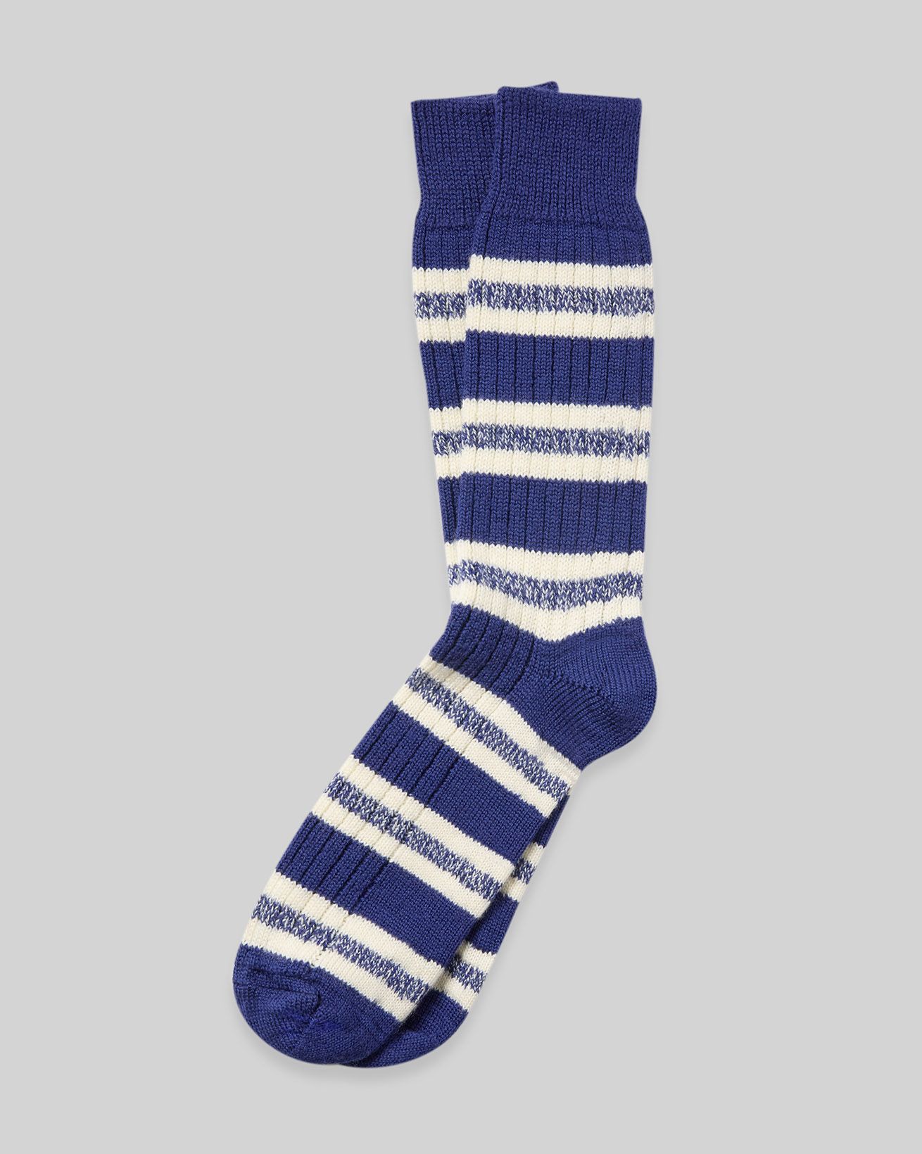Chaussettes Rayees En Laine Merinos Et Coton Homme
