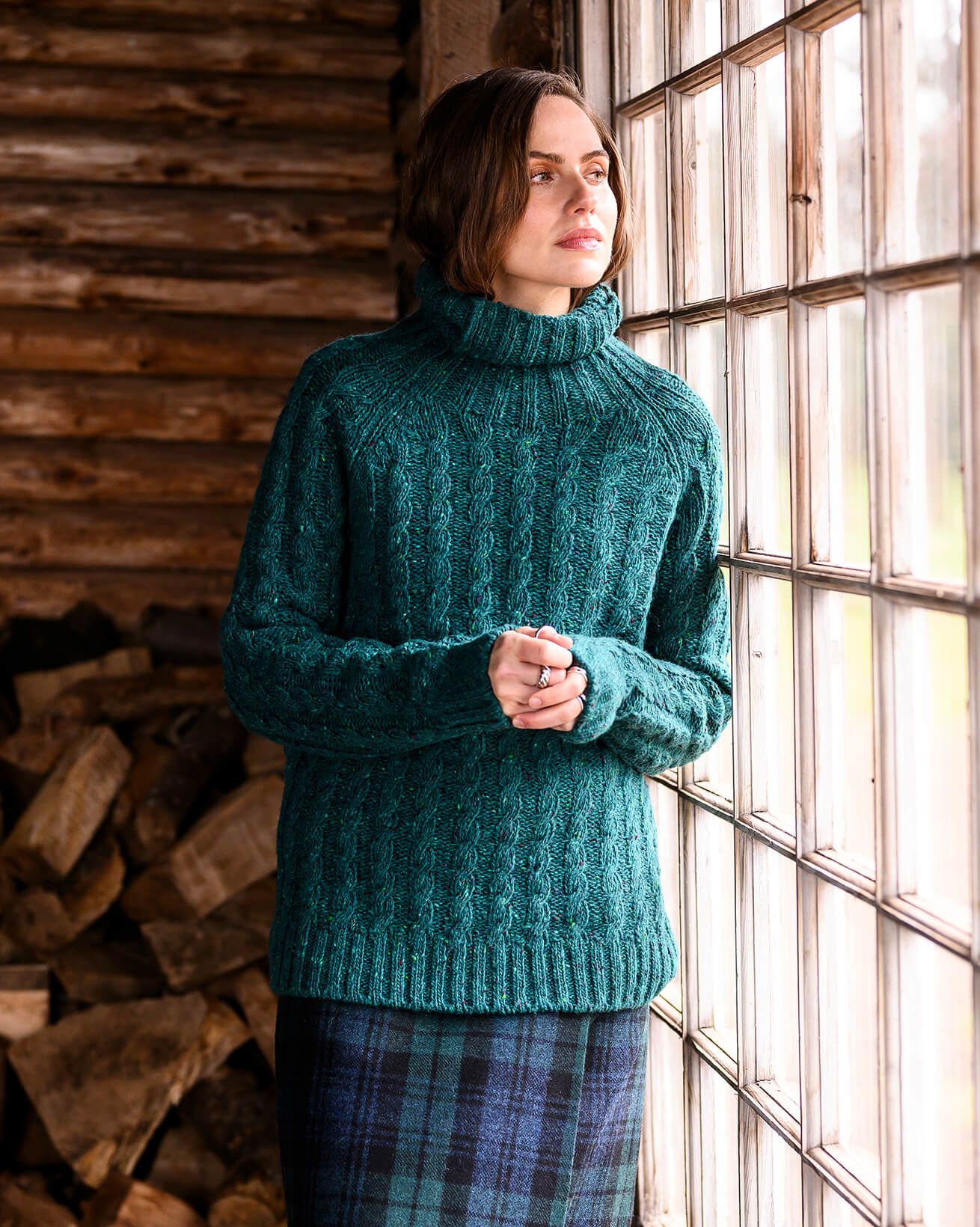 Donegal Cable Turtleneck Sweater