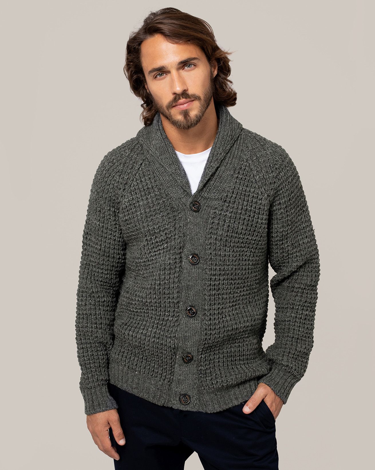 Men s Waffle Stitch Cardigan