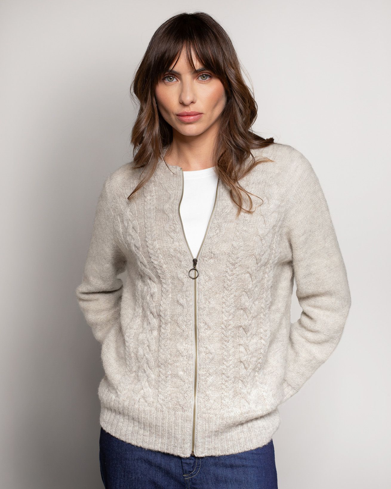 British Cable Zip Cardigan