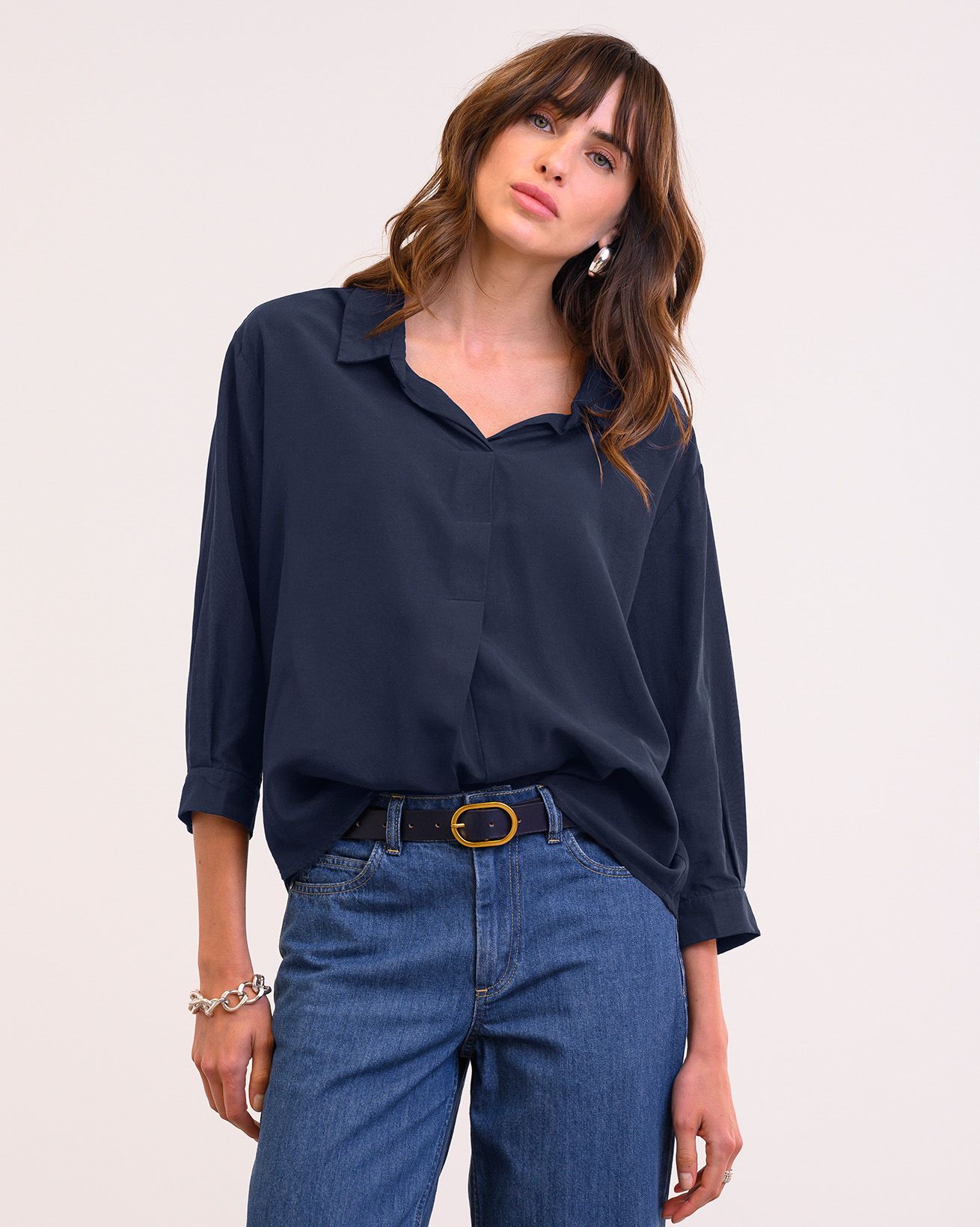 Linen Blend Relaxed Blouse