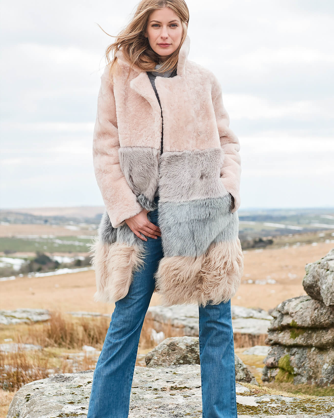 Shearling Colourblock Coat