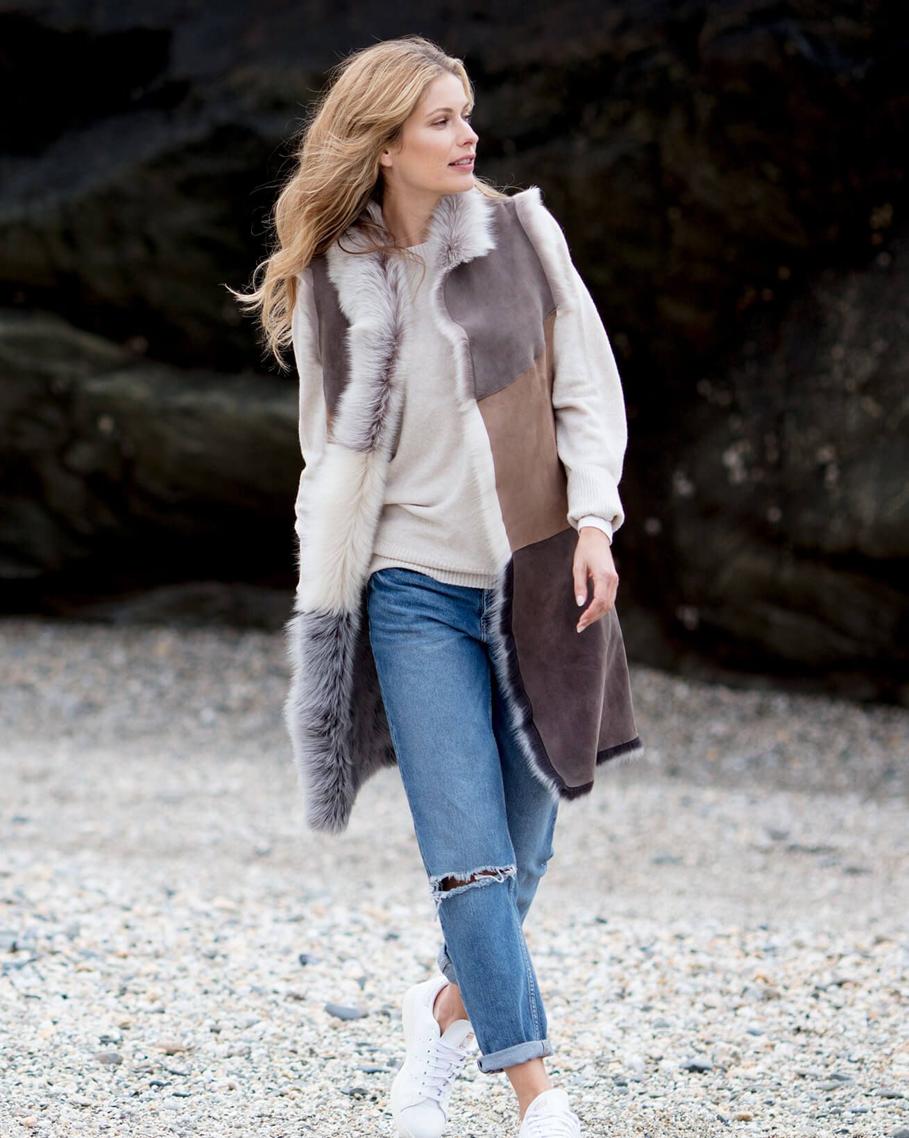 Long Colourblock Gilet