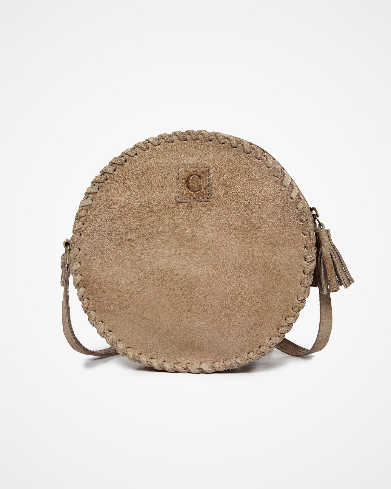 Round Crossbody Leather Bag