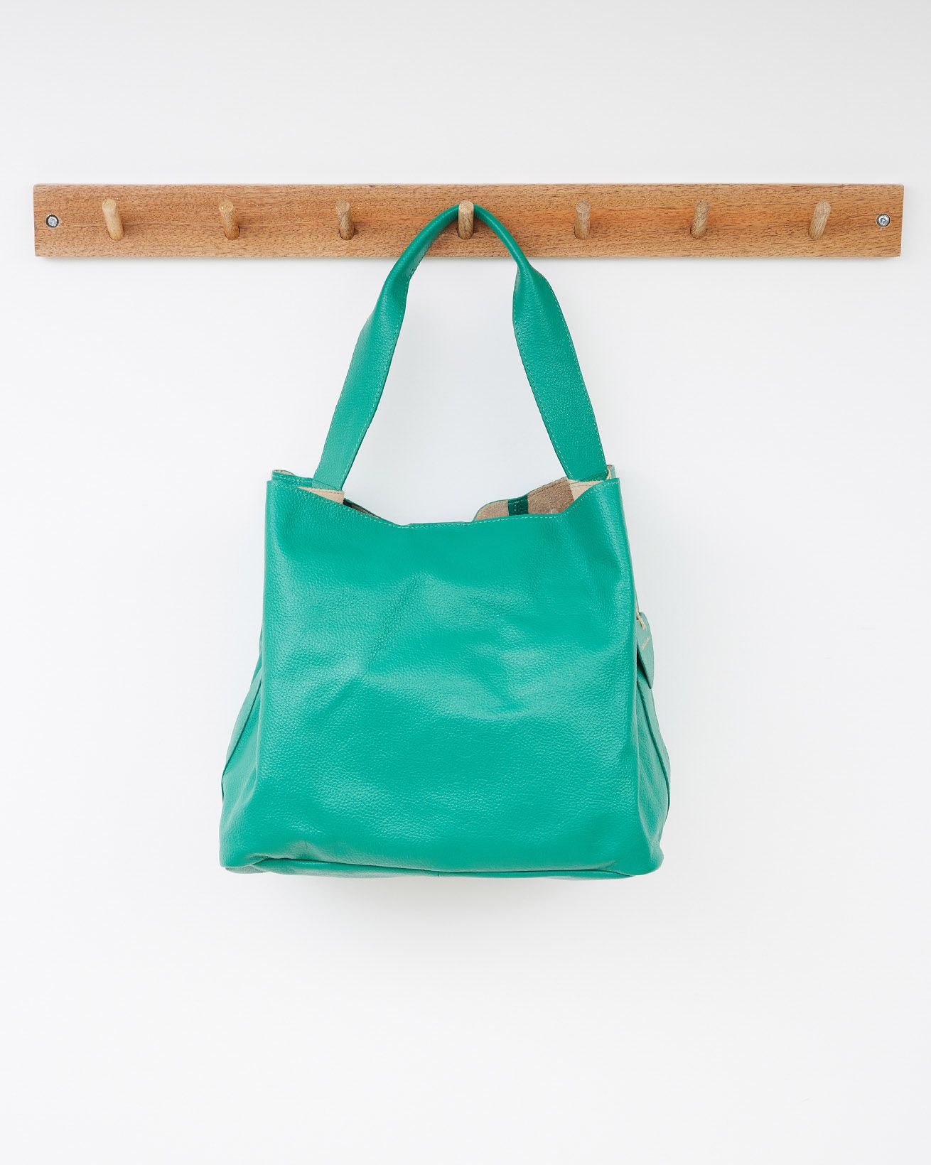Leather Tote Bag / Emerald / One Size