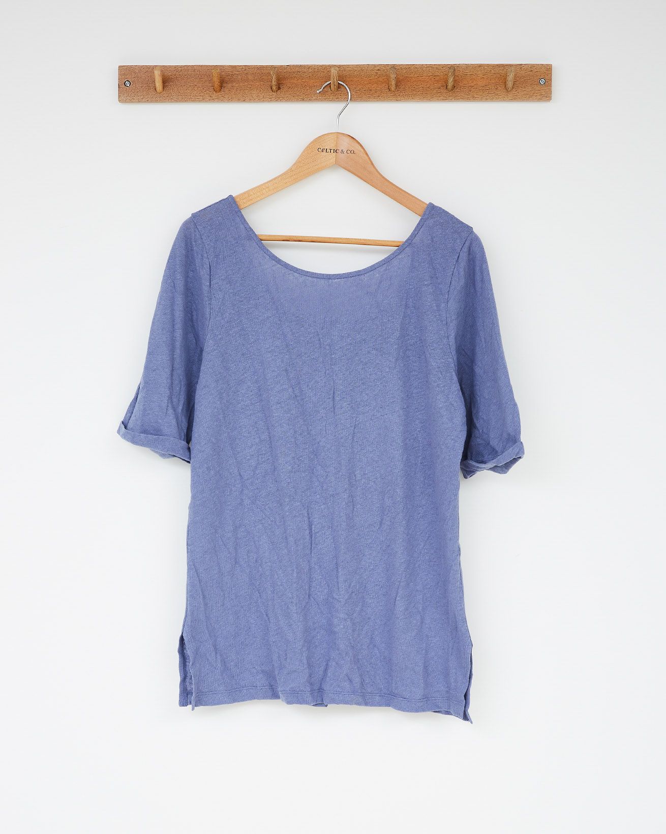 Linen Cotton Half Sleeve Tunic / Cornflower Blue / 10