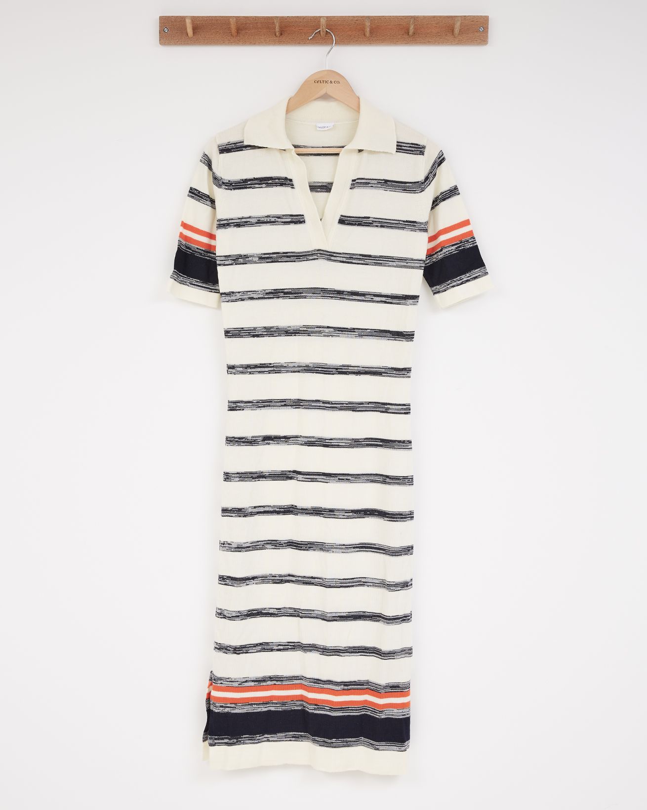 Polo Maxi Dress / Ecru Stripe / S