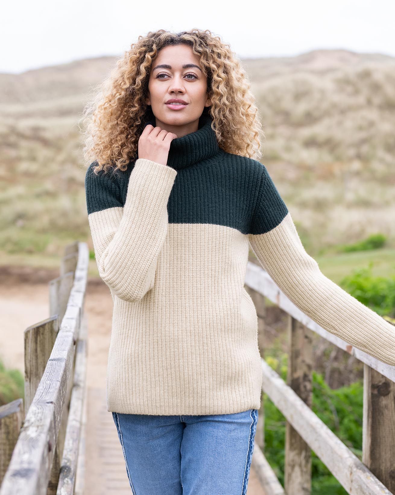 Colourblock Turtleneck Sweater