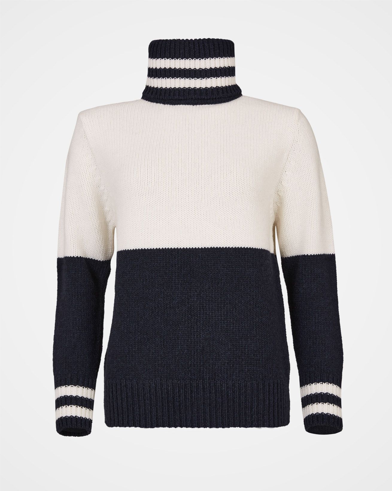 Alpine Easy Slouch Roll Neck / Dark Navy and White / S