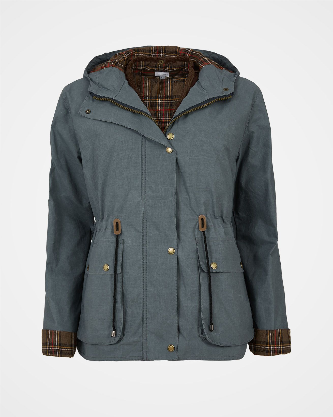 Waxed Cotton Jacket with Removeable Liner / Slate Grey / 10