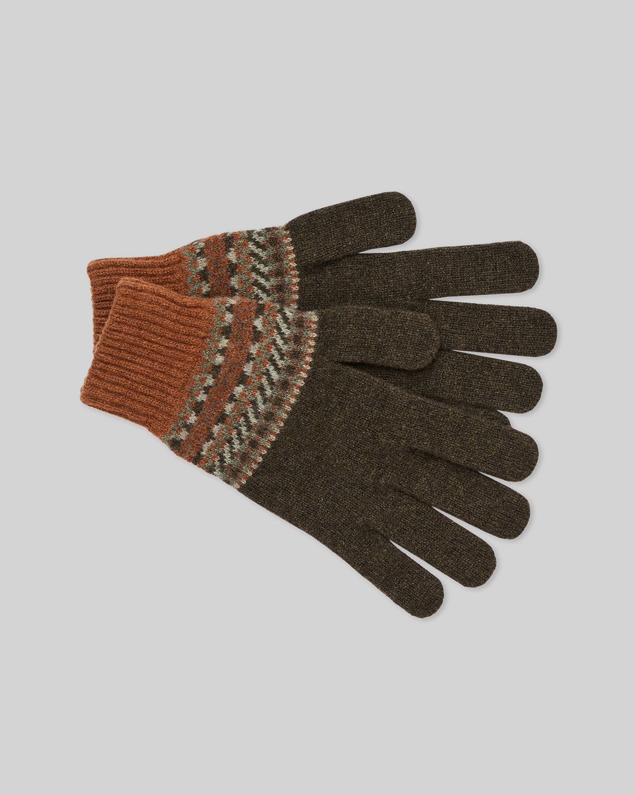 Herren-Handschuhe Aus Lammwolle Mit Norwegermuster