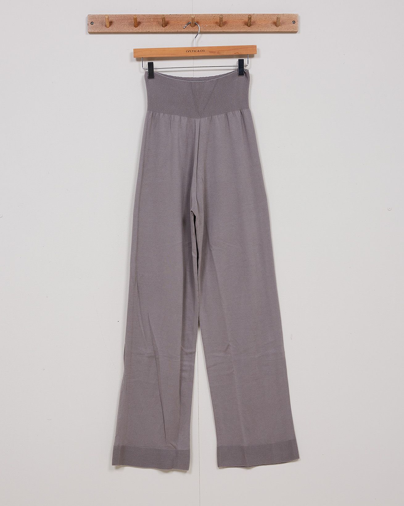 Wide Leg Cotton Trousers / Taupe / S