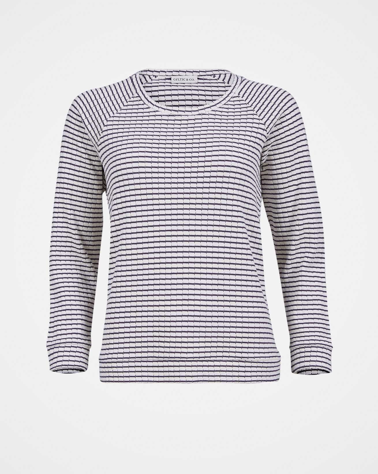 Pointelle Stripe Sweatshirt / Ecru Navy Stripe / 14