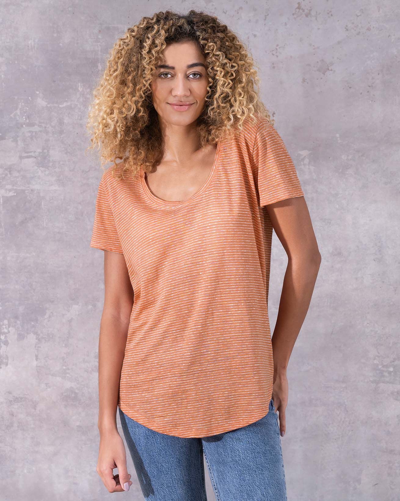Linen / Cotton Scoop Neck T-Shirt