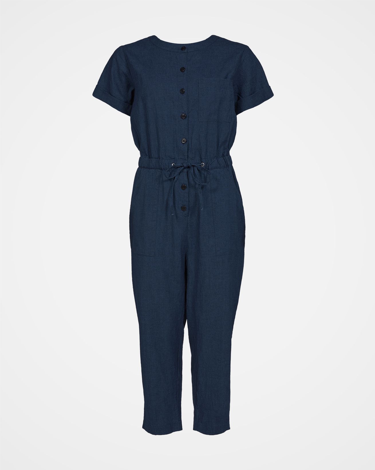 Linen/Cotton Jumpsuit / Navy / 14