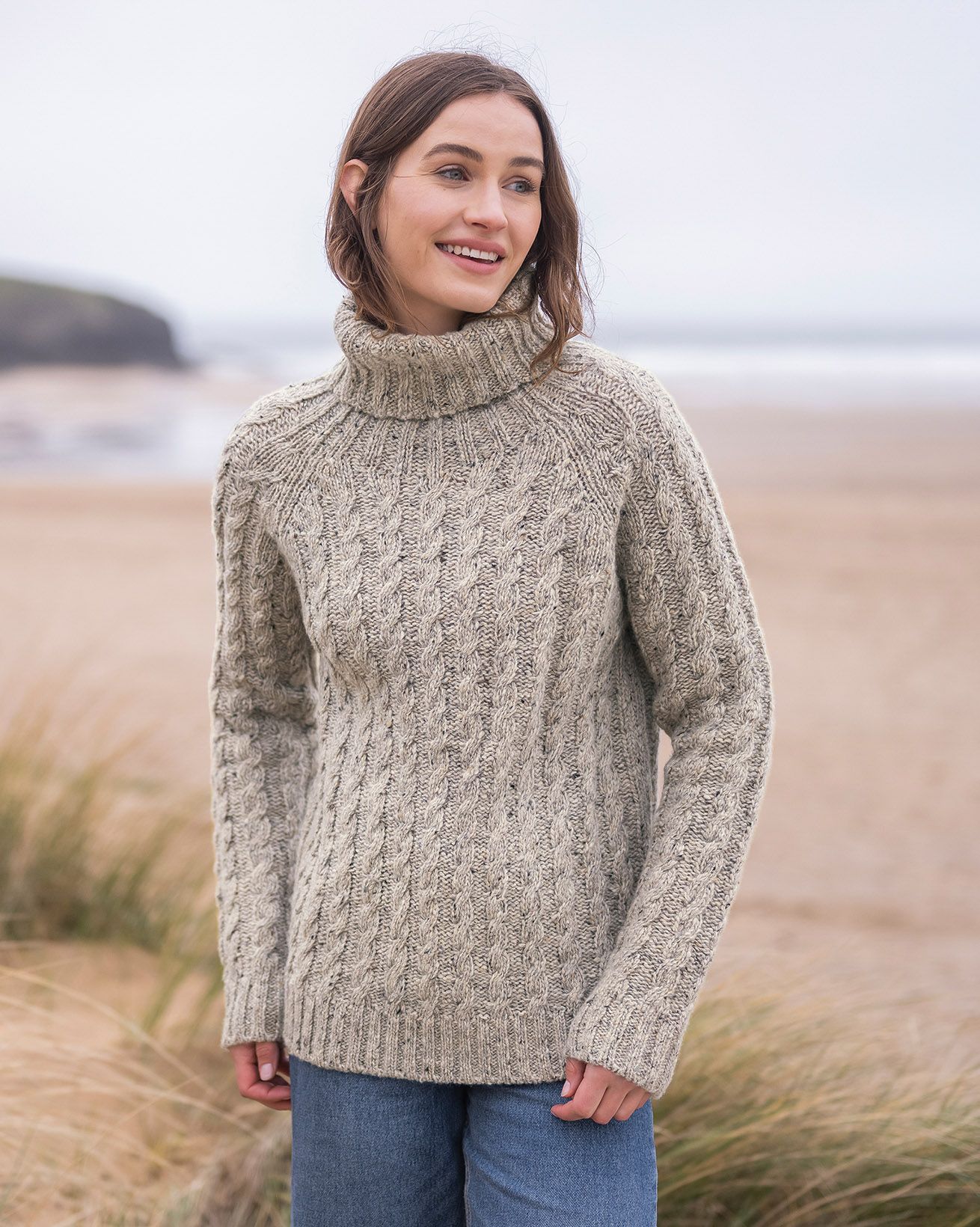 Donegal Cable Roll Neck Jumper