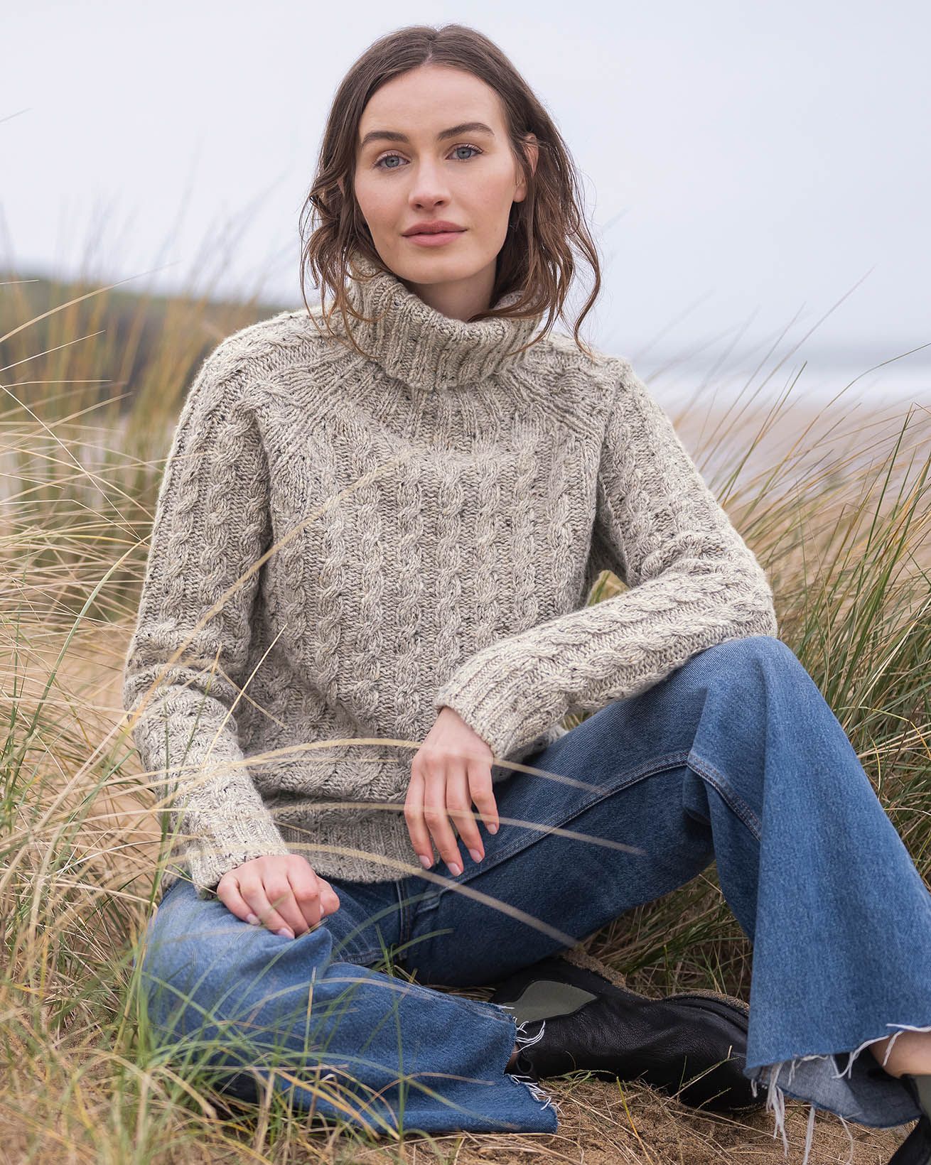 Donegal Cable Roll Neck Jumper