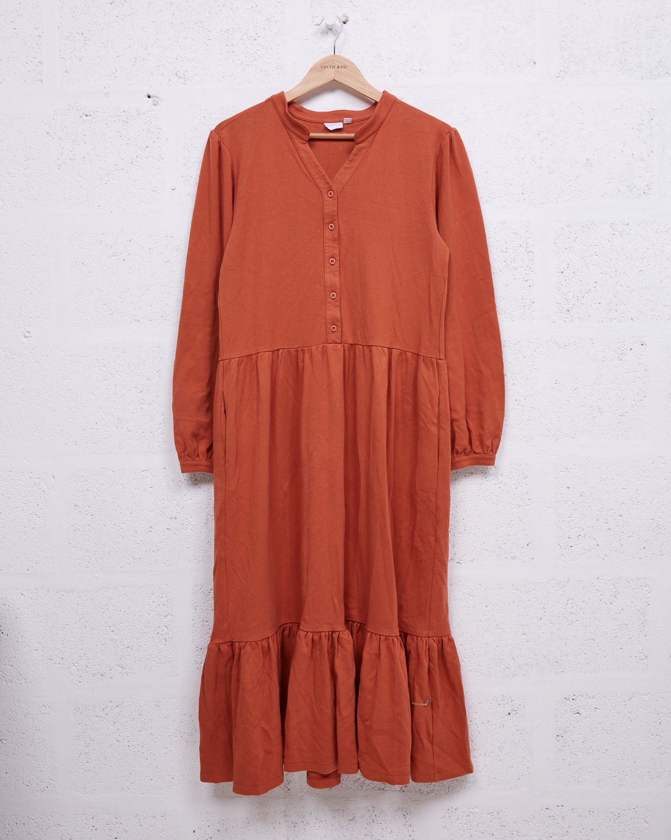 Organic Cotton Tiered Dress / Burnt Sienna / 10