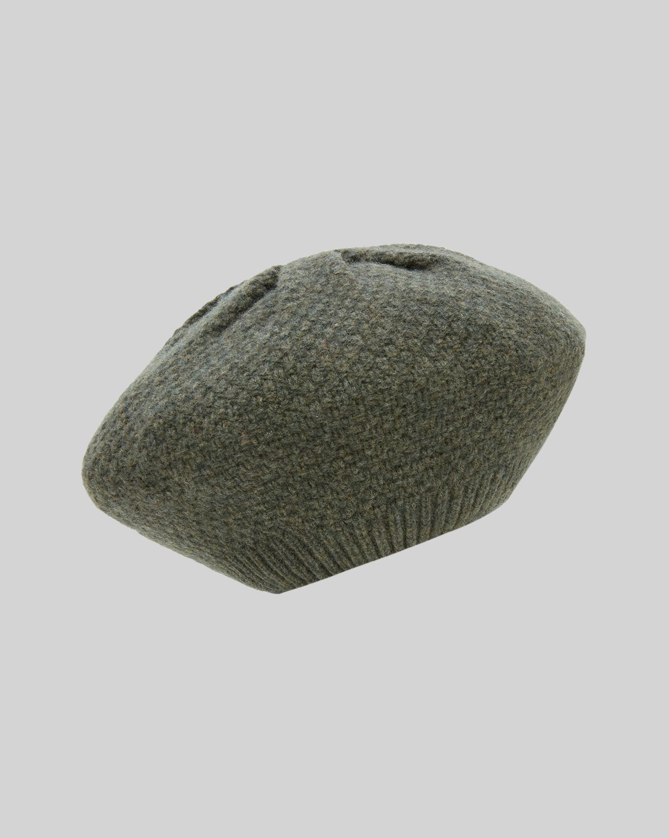 Mütze aus Lammwolle mit Moos-Strickmuster