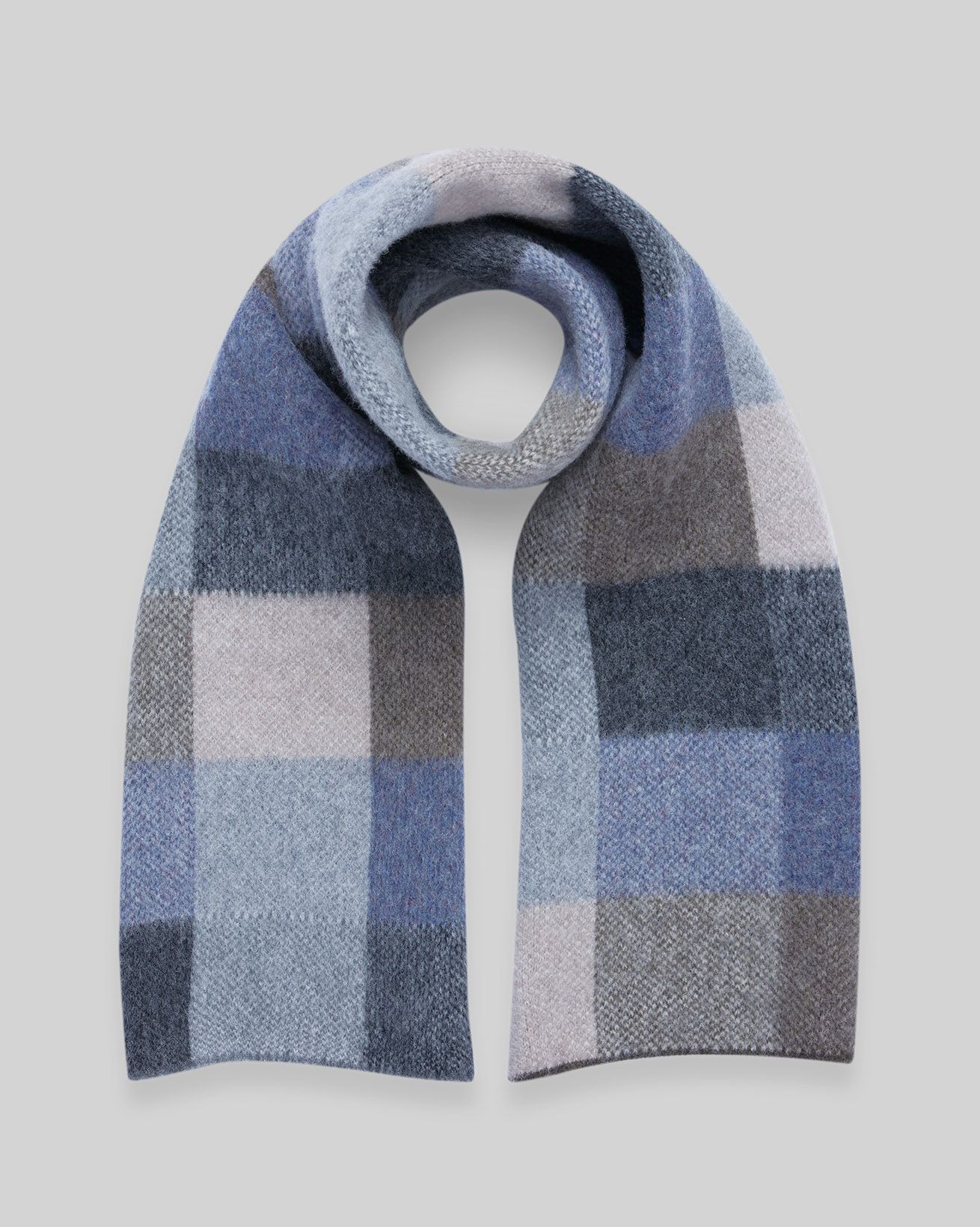 Lambswool Felted Check Scarf