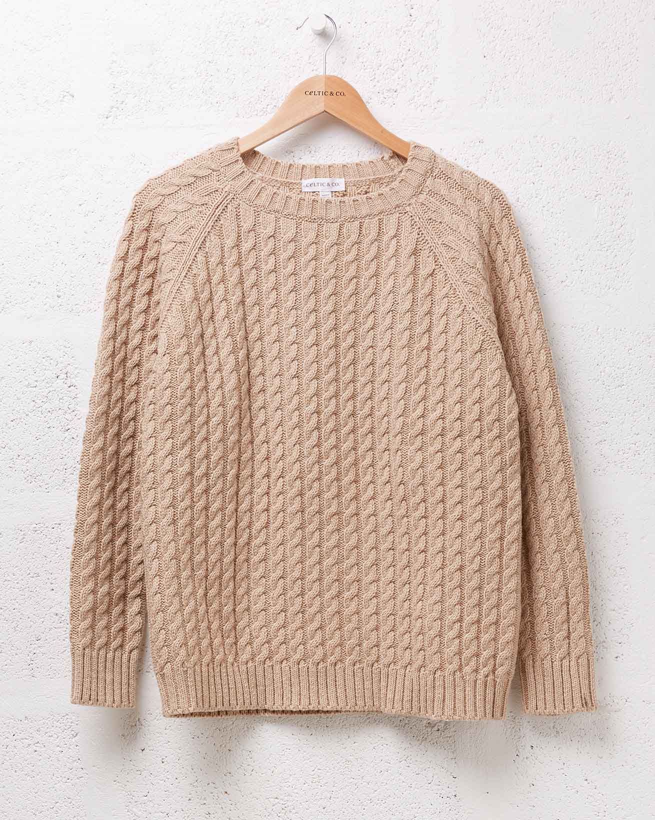 Cable Crew Neck Jumper / Camel / S