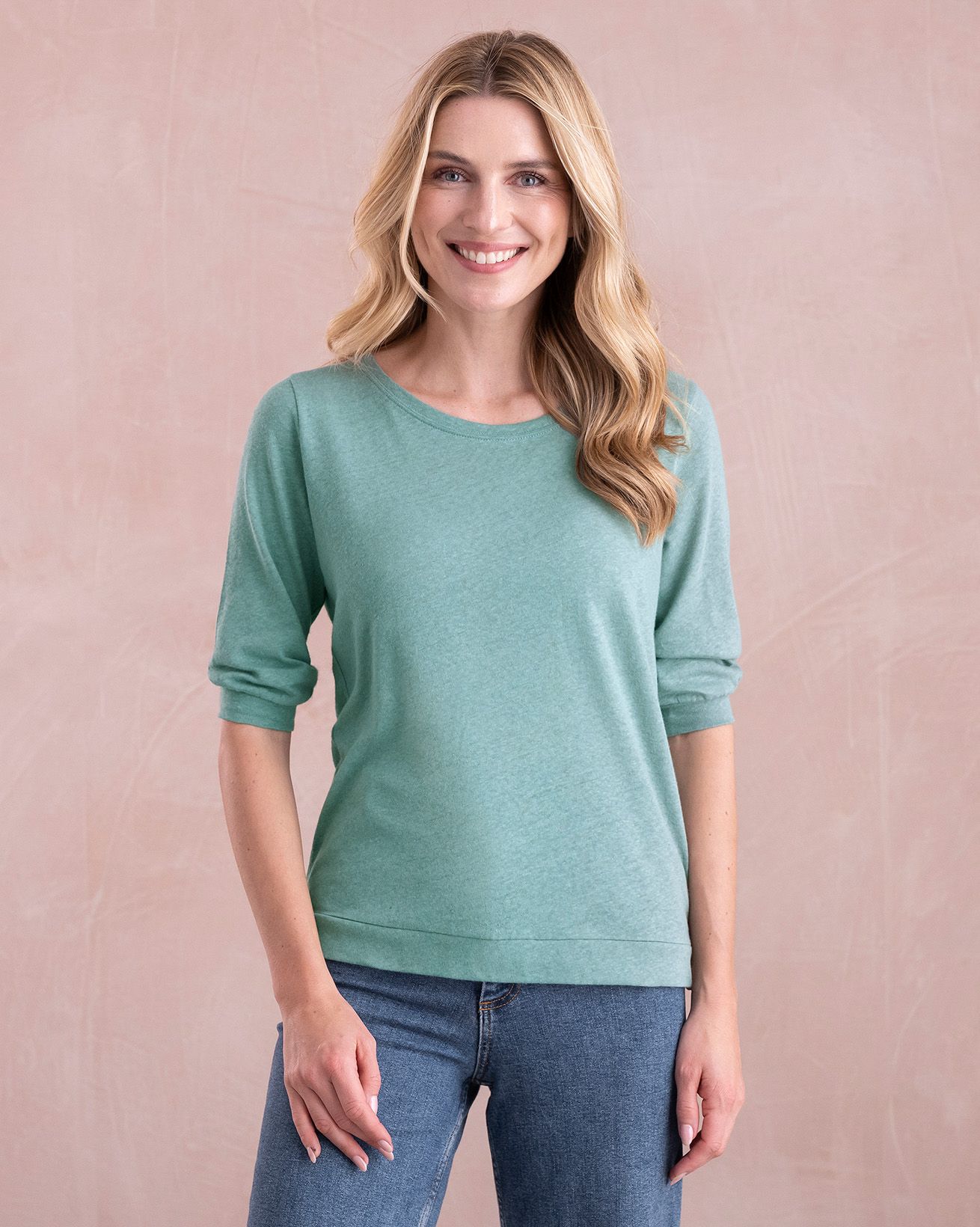 Linen / Cotton Half Sleeve Sweatshirt