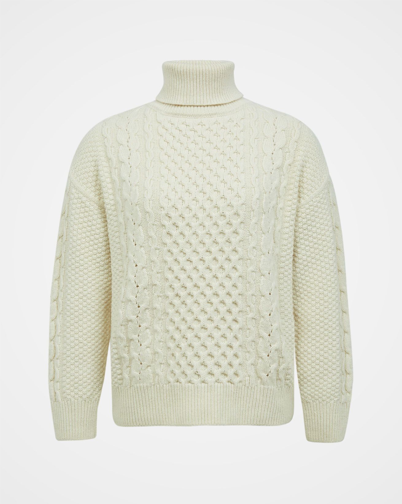 Lambswool Organic Cotton Cable Roll Neck Jumper