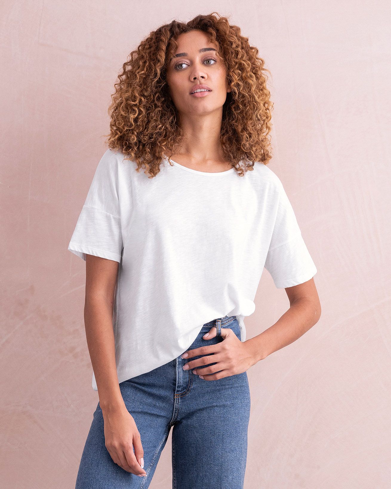 Organic Cotton Drop Shoulder Drape T Shirt