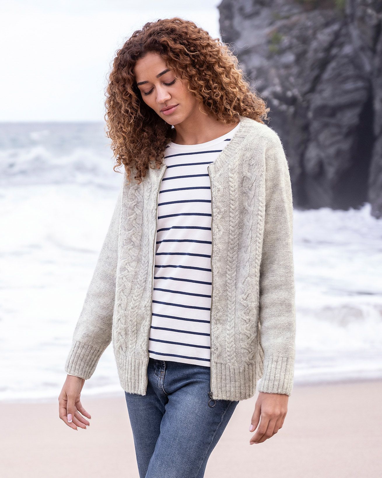 British Cable Zip Cardigan