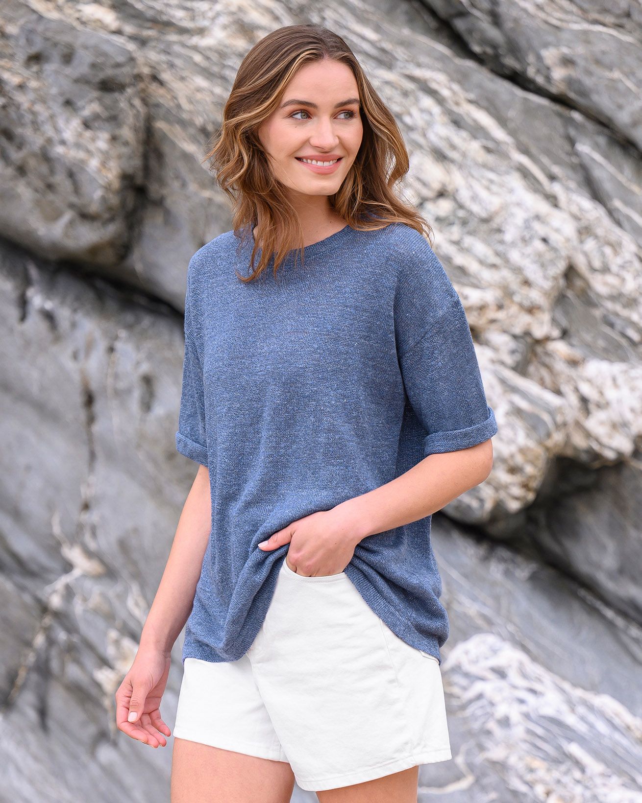 Linen / Organic Cotton Fine Knit T-Shirt