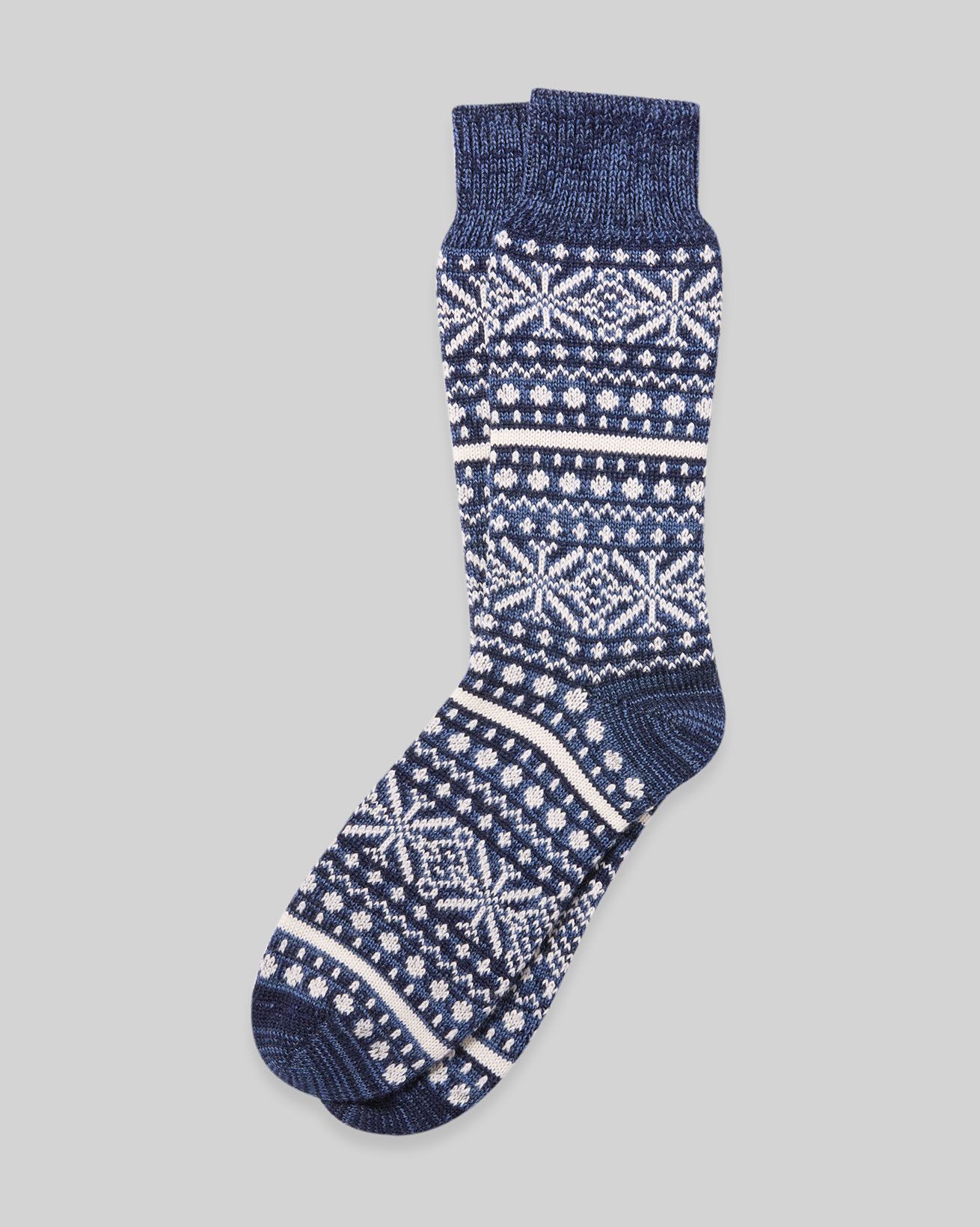 Chaussettes à motifs Fair Isle en laine mérinos et coton homme