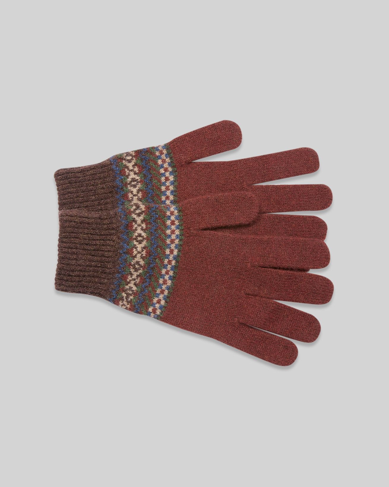 Gants À Motifs Fair Isle En Laine D’Agneau Homme