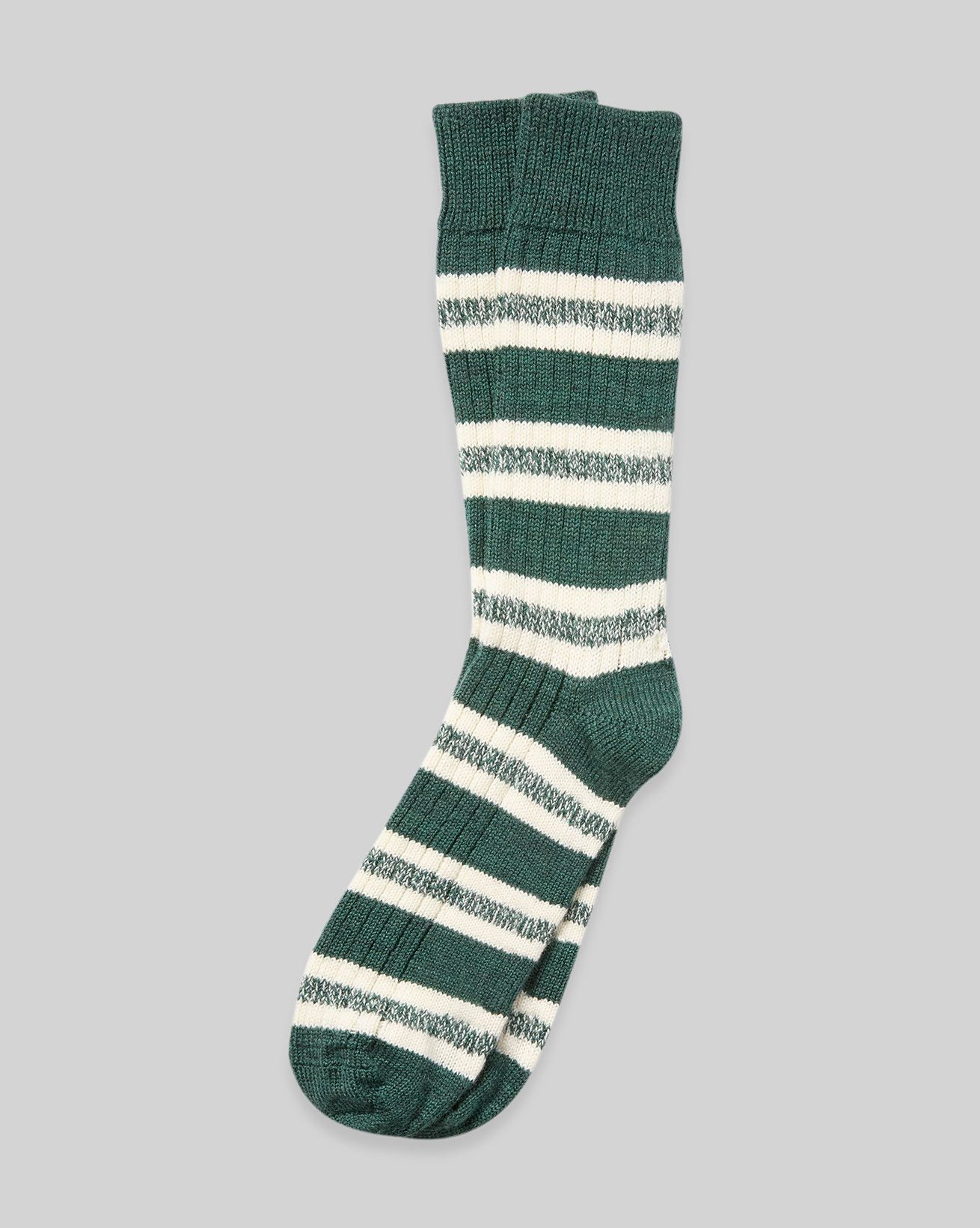 Chaussettes Rayées En Laine Mérinos Et Coton Homme