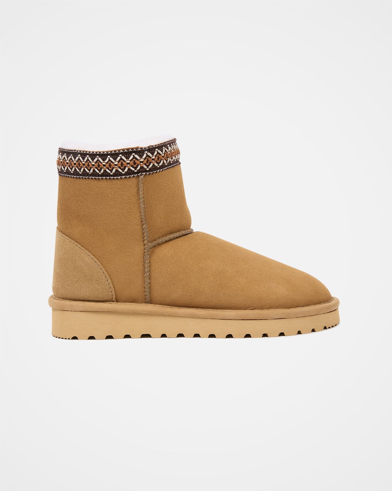 Braid Trim Shearling Shortie Boots