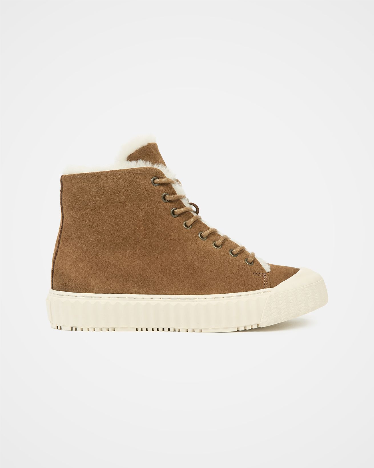 Sheepskin Ribbed Sole High Top Trainers