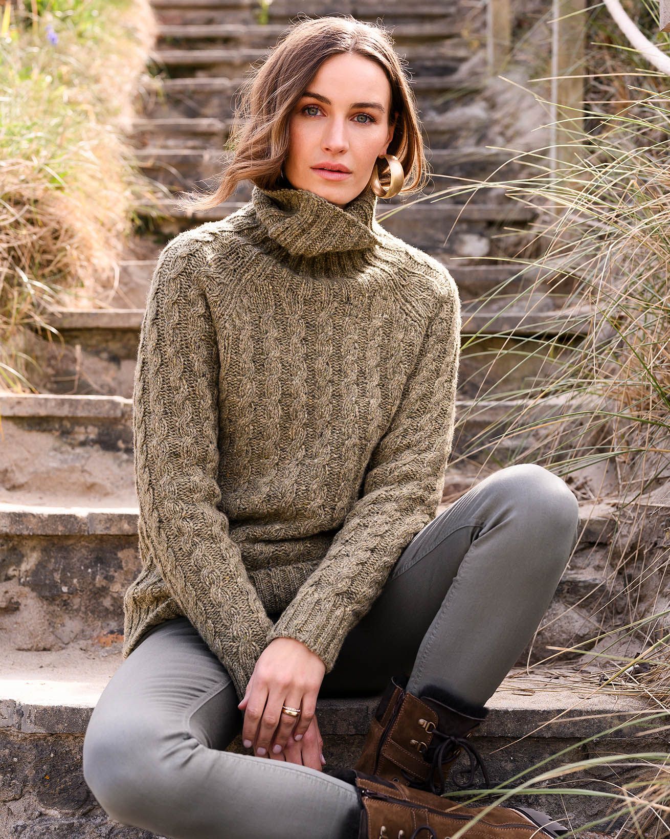 Donegal Cable Turtleneck Sweater