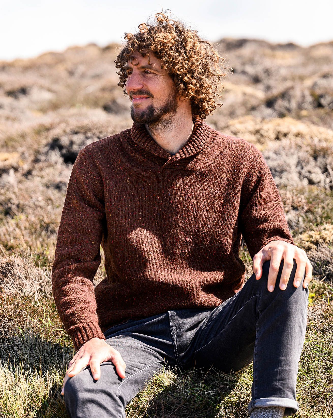 Men's Donegal Shawl Collar Jumper