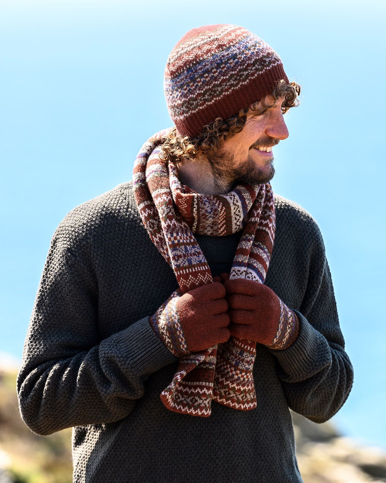 Bonnet À Motifs Fair Isle En Laine D’Agneau Homme