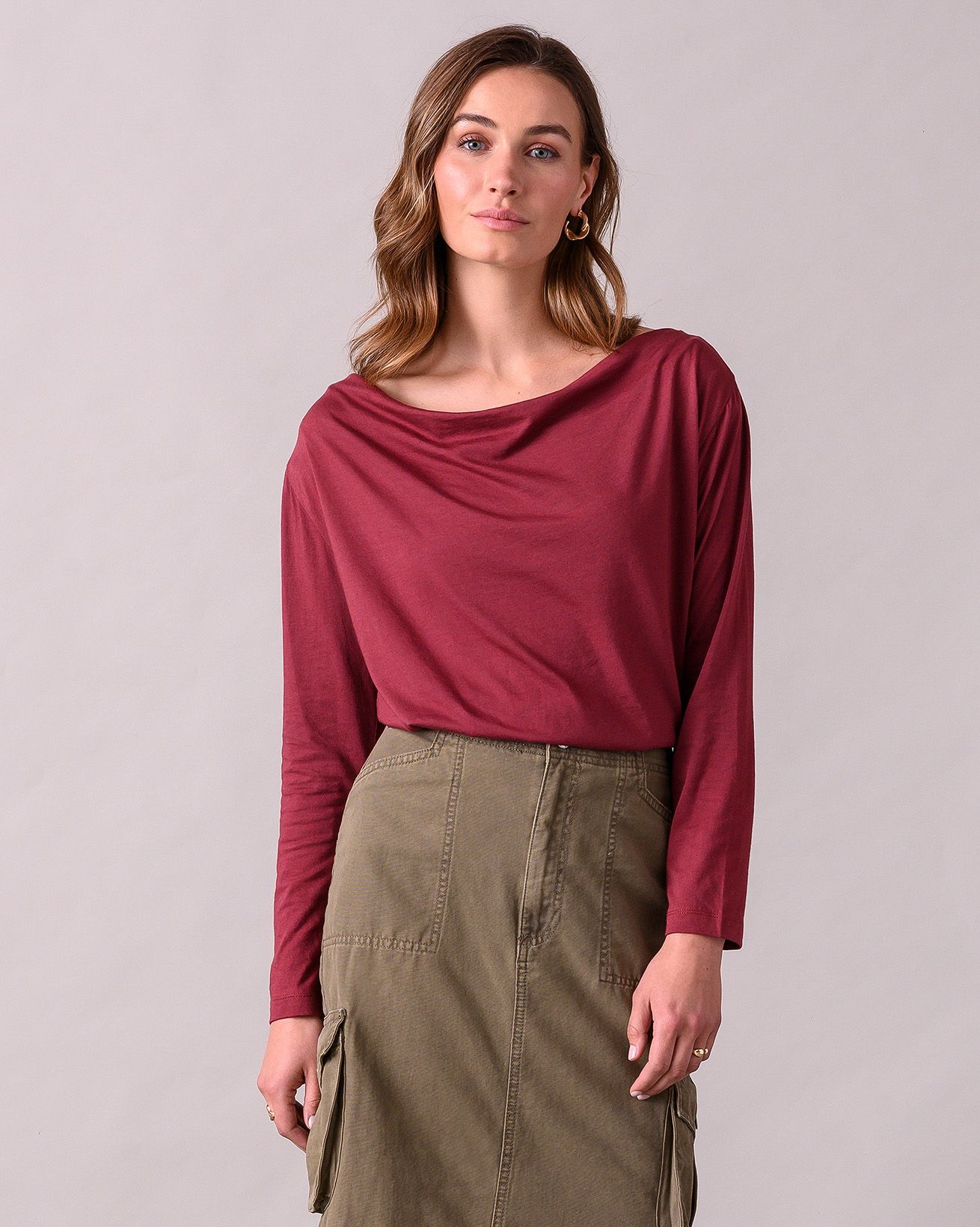 Drapey Cowl Neck Jersey Top