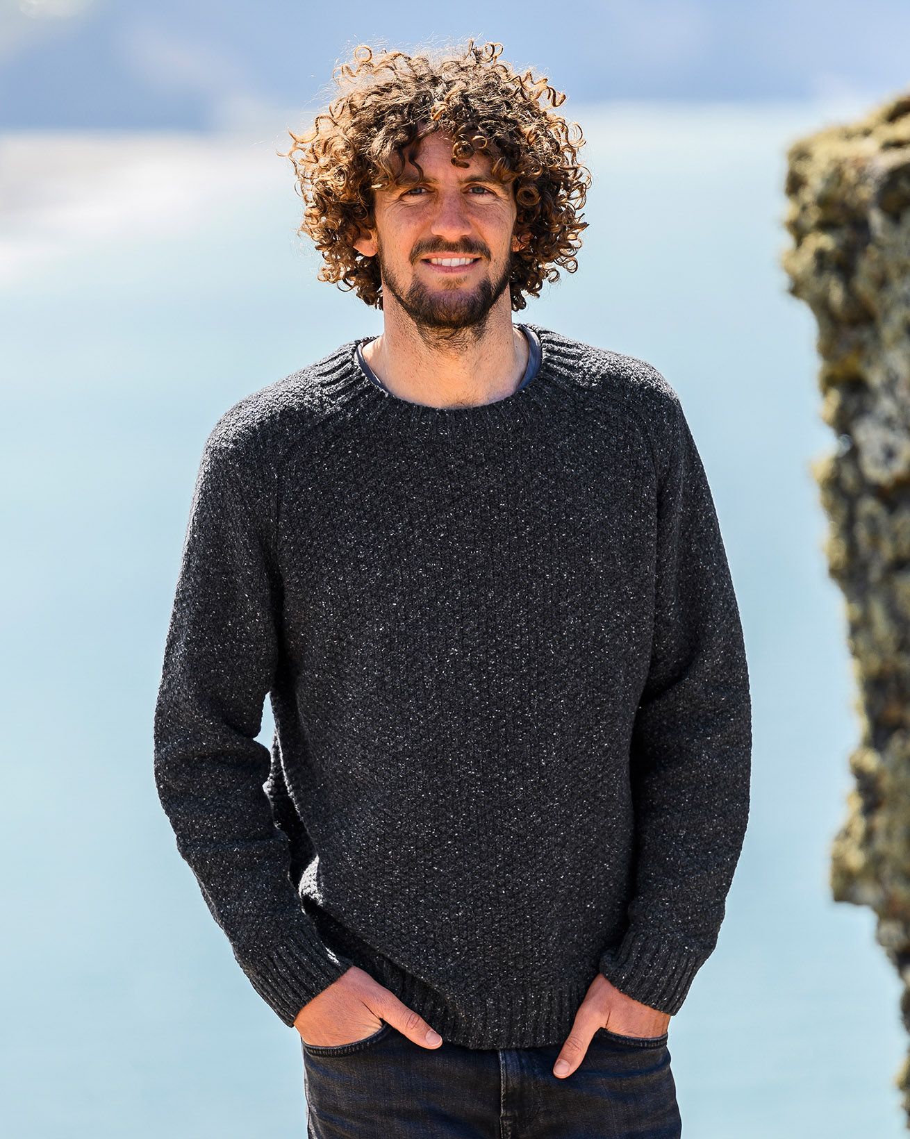 Mens Recycled Cashmere Blend Moss Stitch Jumper