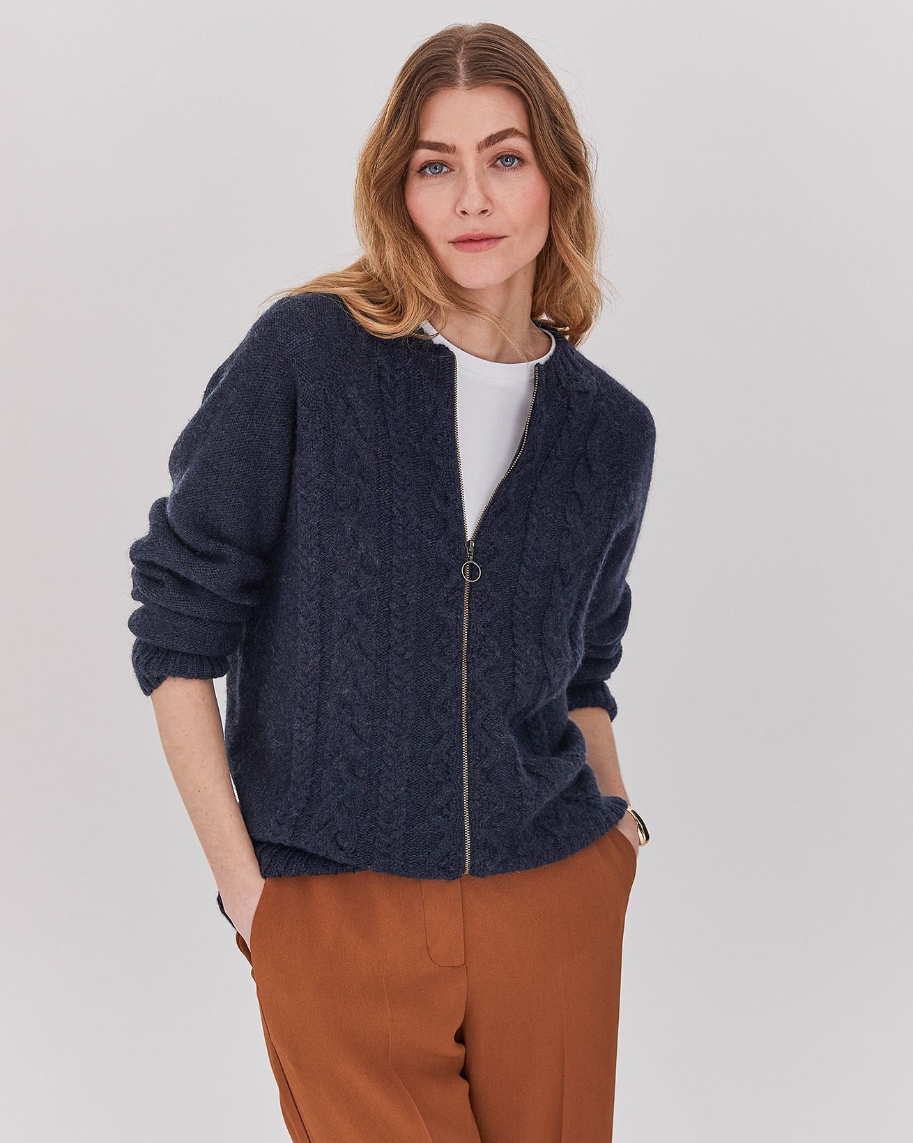 British Cable Zip Cardigan