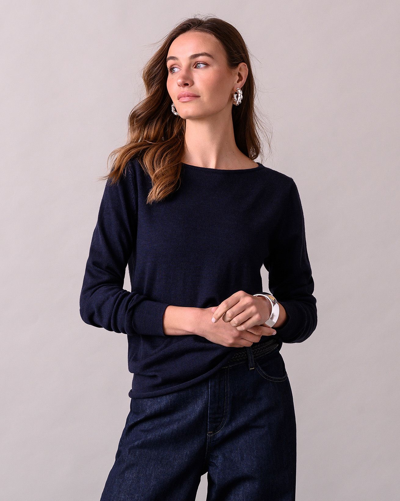 Merino Fine Knit Boat Neck Jumper